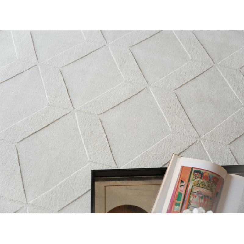 Brunello Modern Handmade Silky Nylon White Area Rug, Rectangle 6' x 9'