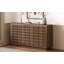 Armoire de rangement moderne à 4 portes avec portes géométriques 3D et garniture en métal