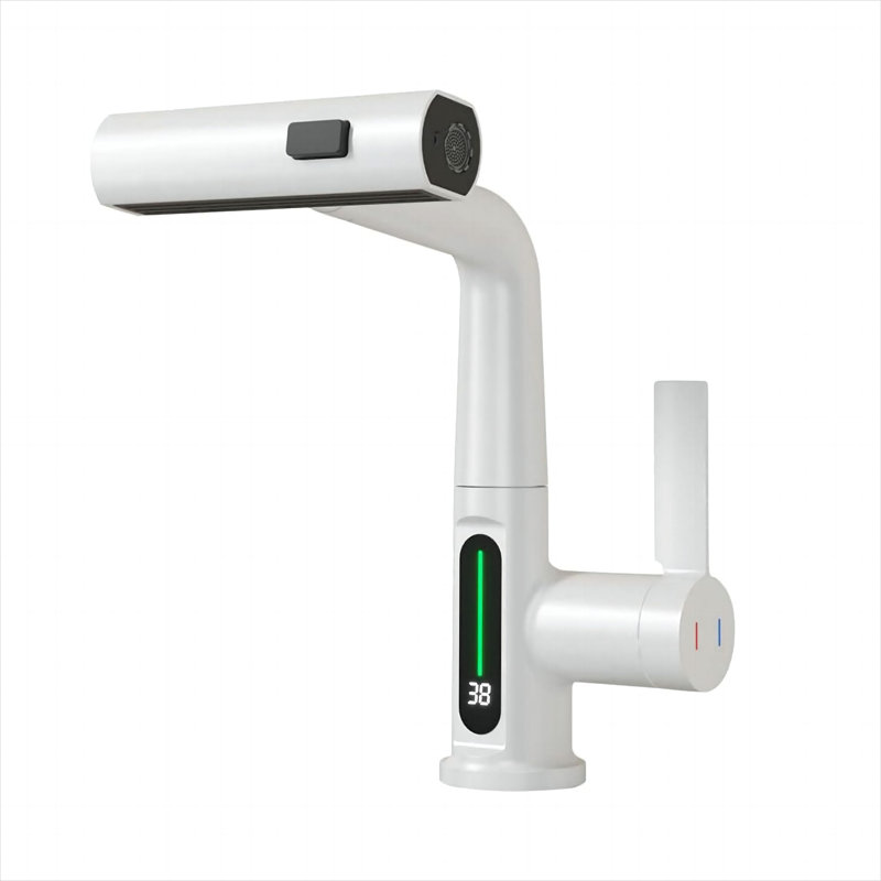 Single-Hole Single-handle Bathroom Faucet, White