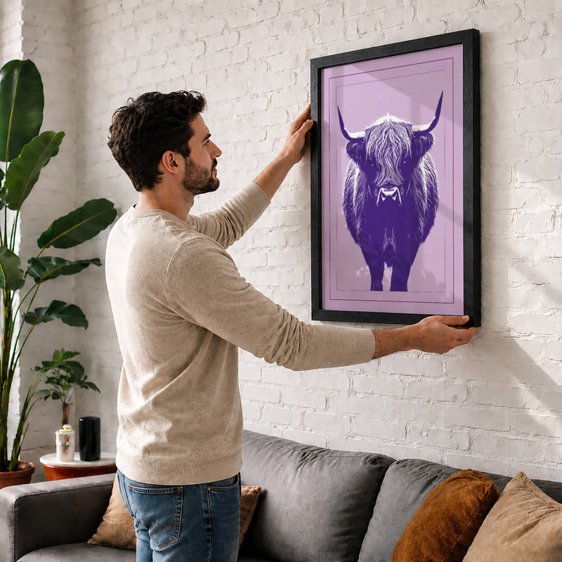 Highland Cattle Portrait Modern - Framed Print, Unframed, A3 - 42.0 x 29.7 cm