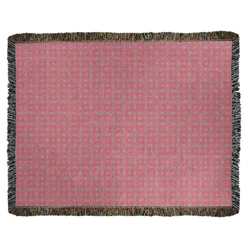 Couverture en coton tissé Katelyn Elizabeth, l 50 po x L 60 po, Rouge / Bleu