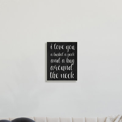 «Love You Bushel Peck Hug autour du cou», art mural sur toile, 36 x 48, noir
