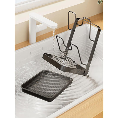Carbon Steel Pot Lid Holder Organizer – Kitchen Rack With Drip Tray For Countertop & Cabinet Storage
