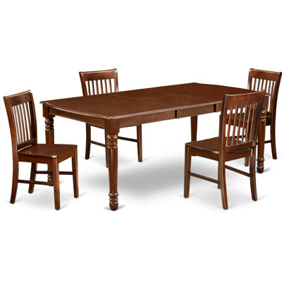 5 Piece Dining Table Set for 4 Includes a Rectangle Kitchen Table with Butterfly Leaf and 4 Kitchen Dining Chairs, 42x78 Inch, Mahogany