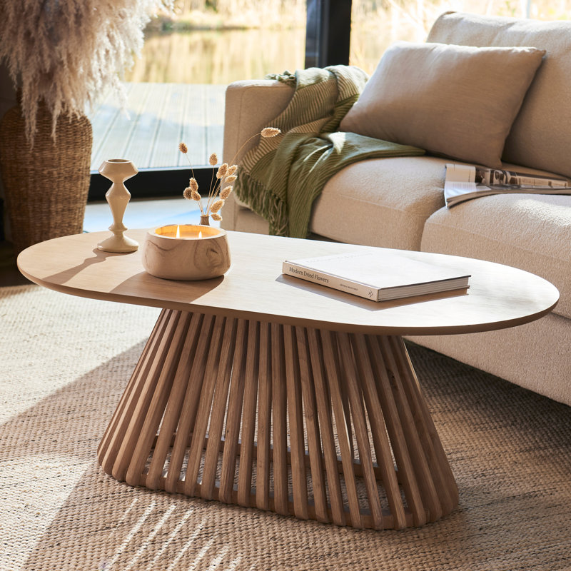 Hopley Black Oval Coffee Table, Beige