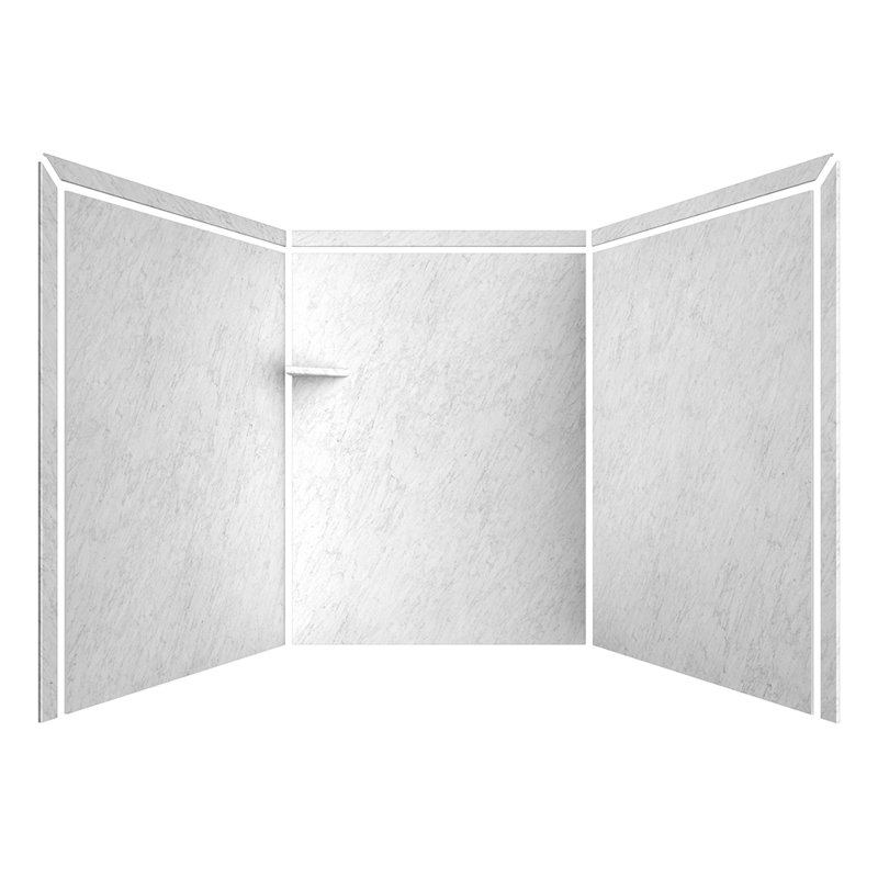 FlexStone Adaptable 60"W x 60"D x 80"H Alcove Shower Surround in Frost, Frost