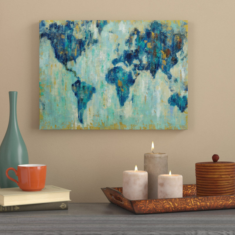 «Map of the World», reproduction sur toile, H 18 po x l 24 po x P 2 po