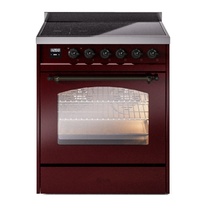 ILVE Nostalgie II 30 in Induction Range, Burgundy/Bronze