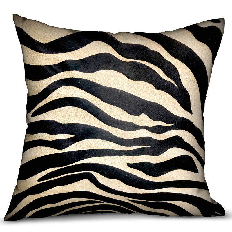 Housse et insert de coussin carré noir zébré, 20 po x 26 po