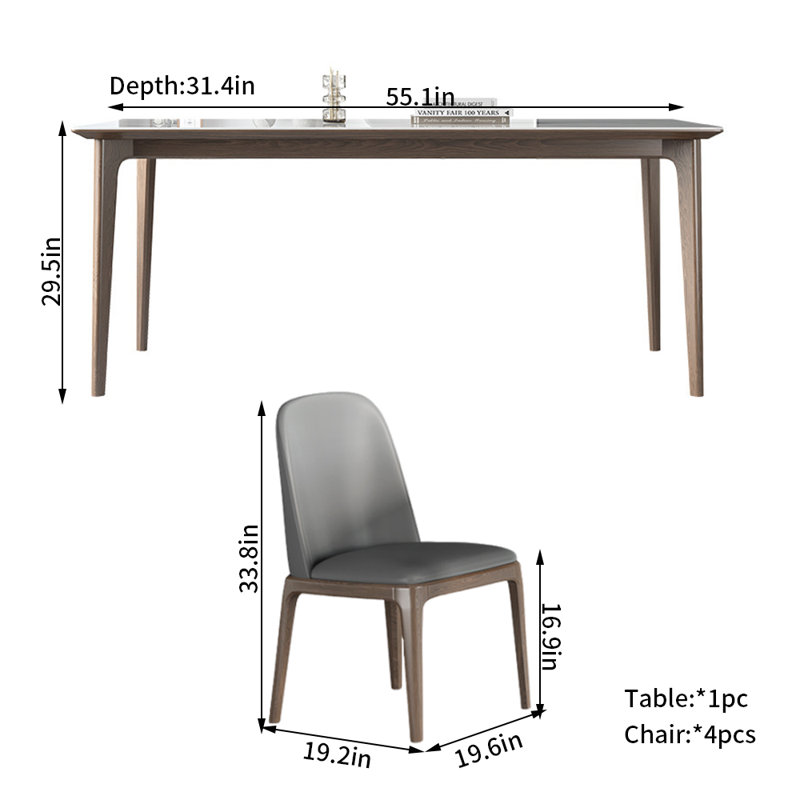 Ensemble de salle à manger Modern, H 29,5 po x L 55,1 po x l 31,4 po