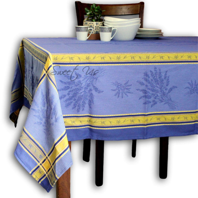 Collection de nappe en coton jacquard provençal enduit de polytétrafluoroéthylène résistant aux taches et essuyable