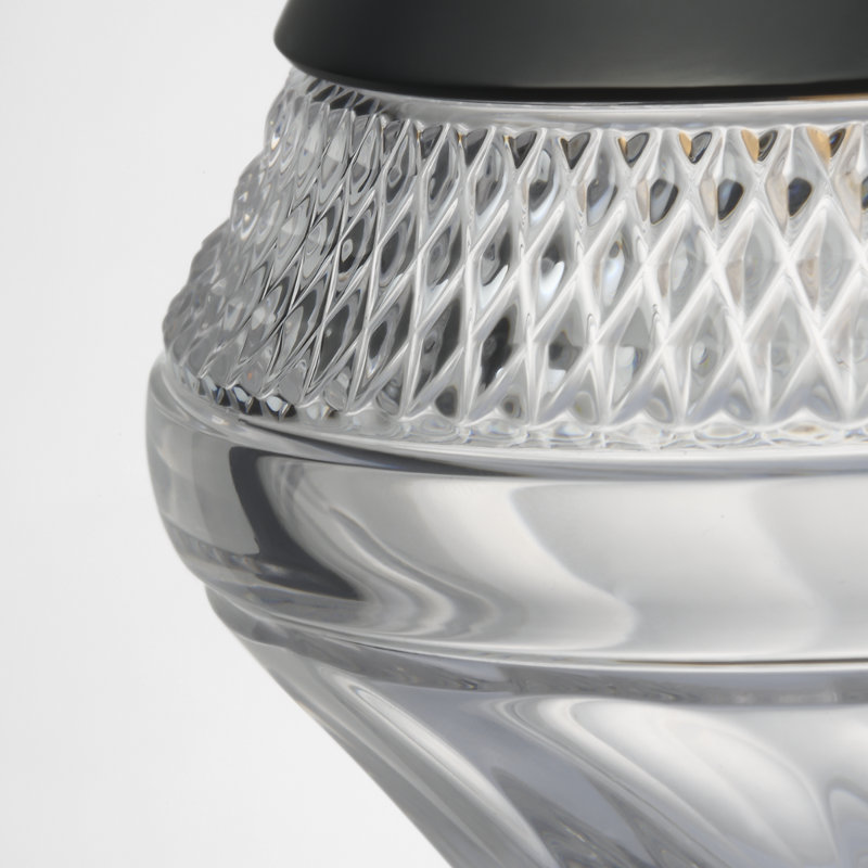 Waterford Copper Coast 5" Rechargeable Accent Lamp with Clear Crystal, Black