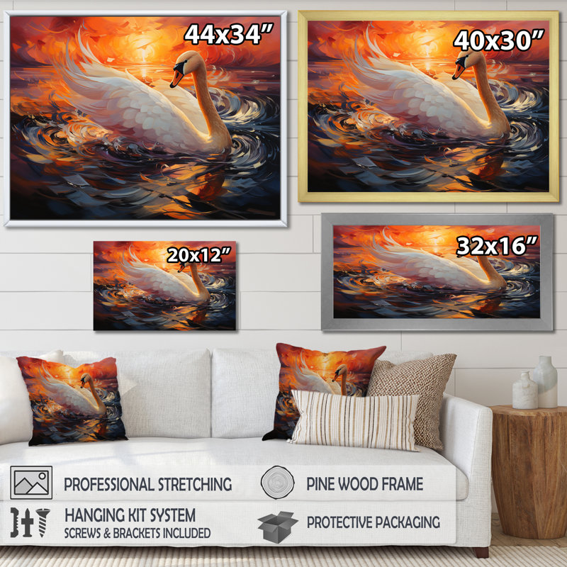 «Swans Odyssey Beauty» sur toile, Cadre photo noir, H 16 po x l 32 po x P 1 po