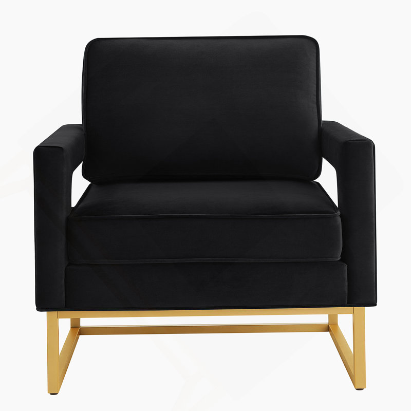 Chaise d'appoint de style moderne avec base en métal doré, Noir
