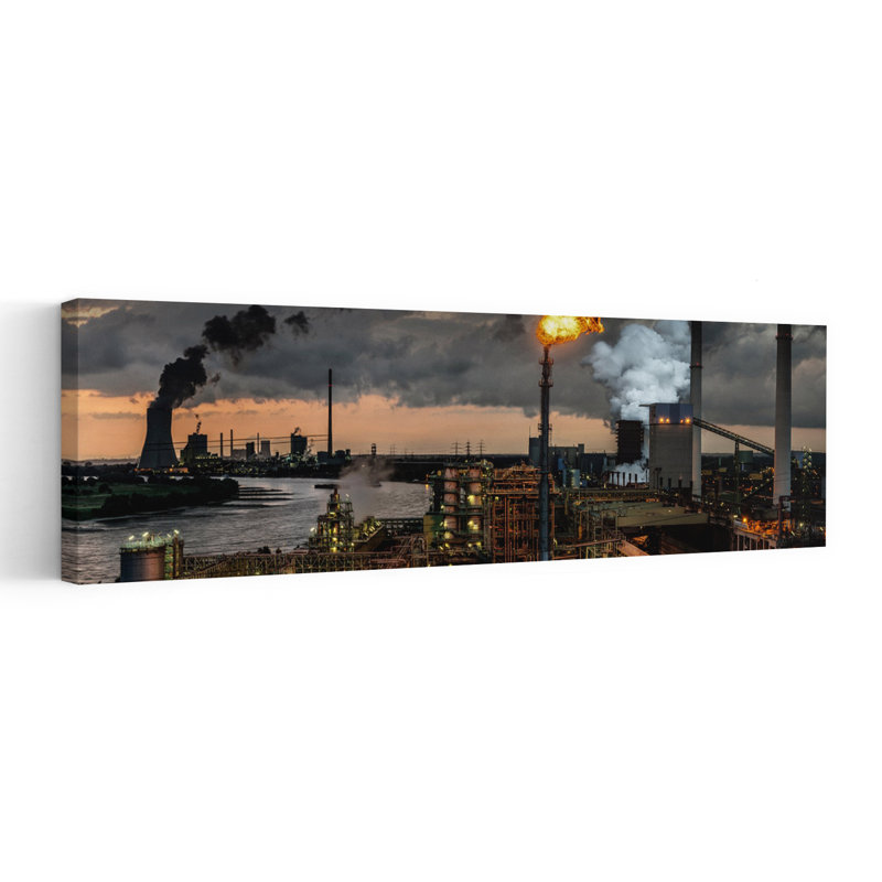 Industrial Smoke And Flame by Rainer Inderst - Wrapped Canvas Panoramic Print, 40.64 cm H x 121.92 cm W