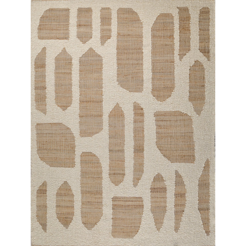 Pompano flatweave Wool/Jute Ivory/Beige Area Rug, 9'X12'