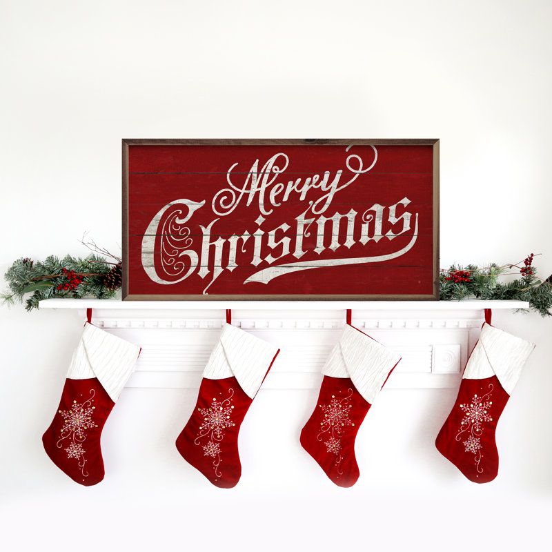 Rétro «Merry Christmas» rétro, Rouge / blanc, H 12 po x l 24 po