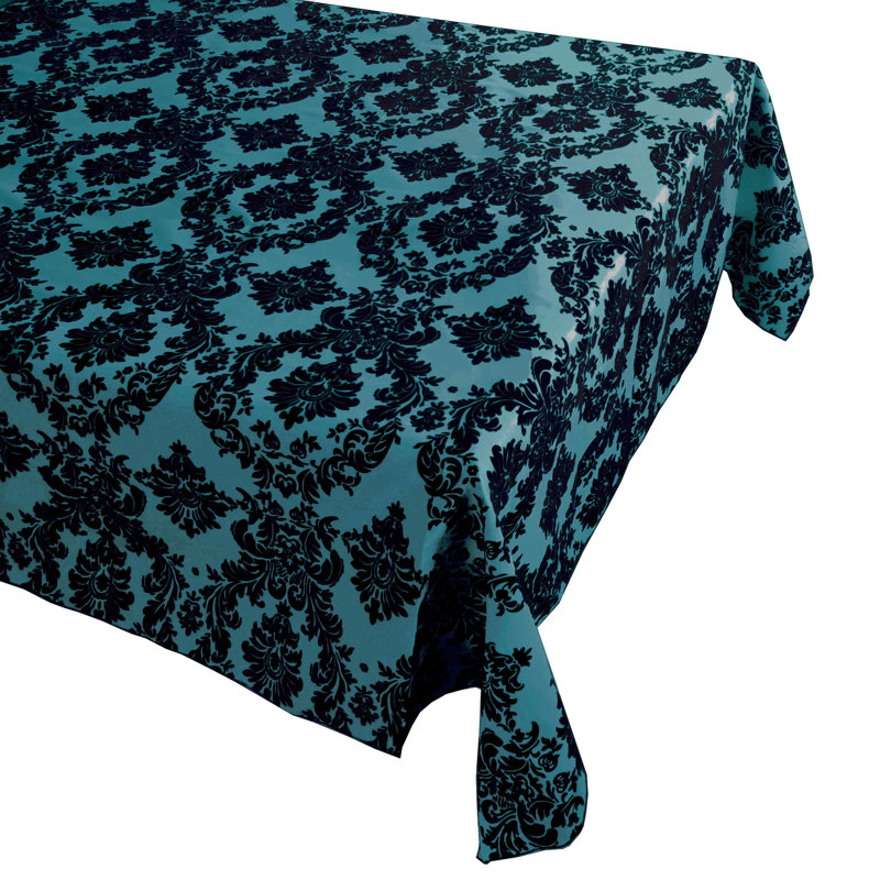 Damask Tablecloth, 84" x 58", Aqua/Green