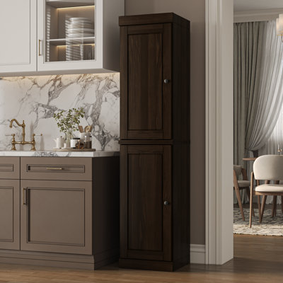 Grande armoire de cuisine étroite 100% en bois massif avec portes Jaylena, tablettes réglables, armoire de rangement modulaire, l 16,5 po x H 71,5 po