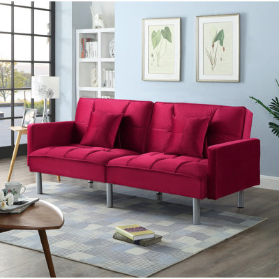Gladeview 75.6" Velvet Square Arm Sleeper Sofa Bed