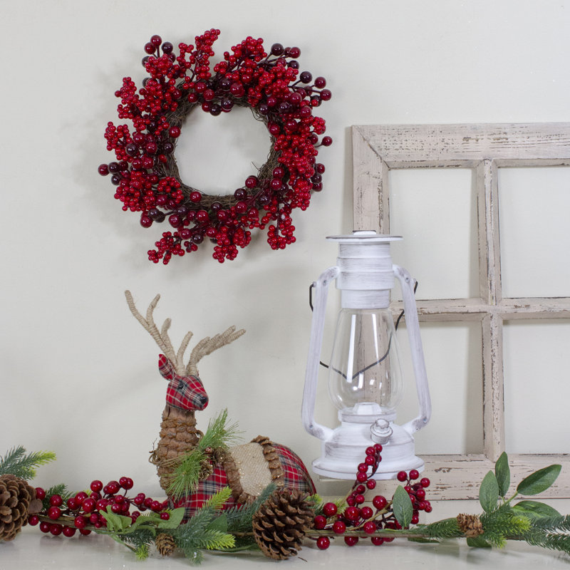 Couronne de brindilles artificielles mixtes de Noël - 12 pouces non éclairée