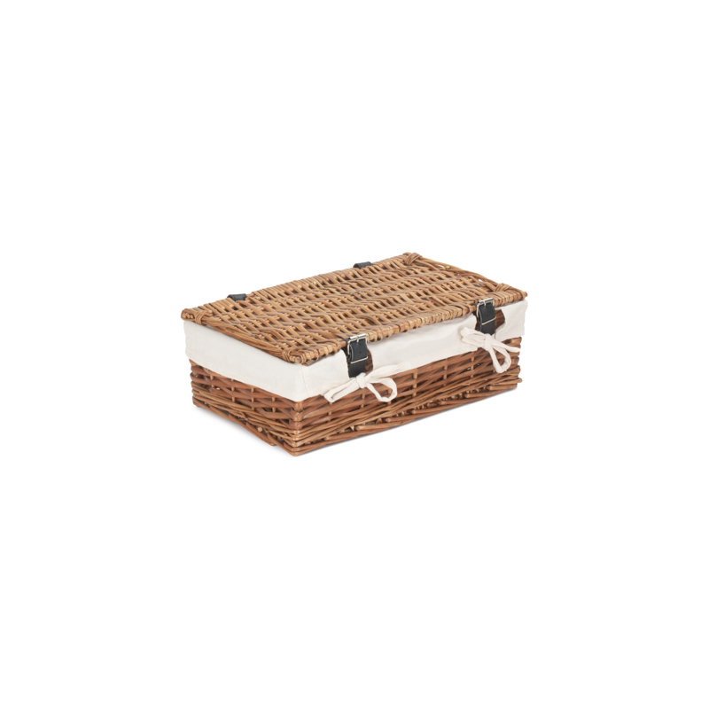 Wicker Lined Packaging Gift Hamper Basket, White, 14cm H x 40cm W x 26cm D