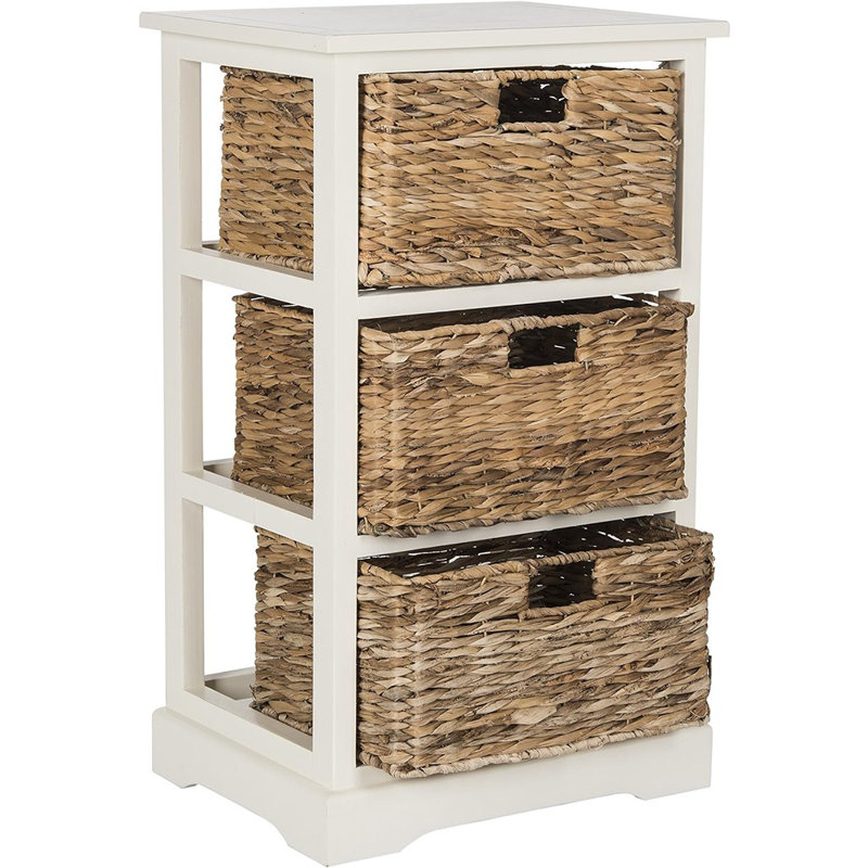 Painswick Solid Wood 3 - Drawer End Table, Distressed White