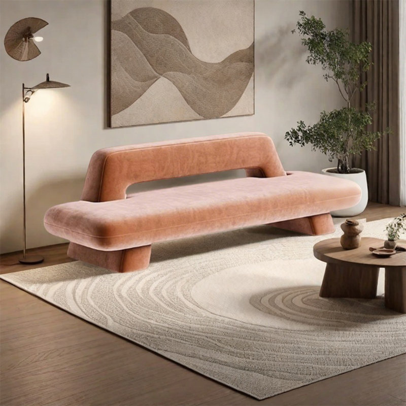 Wind bench resting solid wood upholstered, Pink