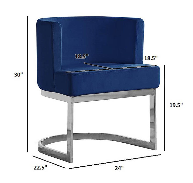 Dmitri 19'' H Velvet Upholstered Side Chair, Navy Blue, Silver