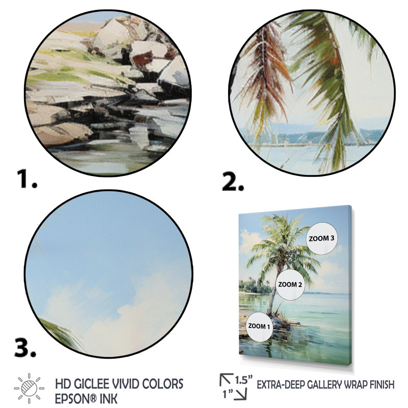 «Antietam Minimalisme Plam Tree Solitude II», reproduction sur toile, Cadre flottant noir, H 44 po x l 34 po x P 1,5 po