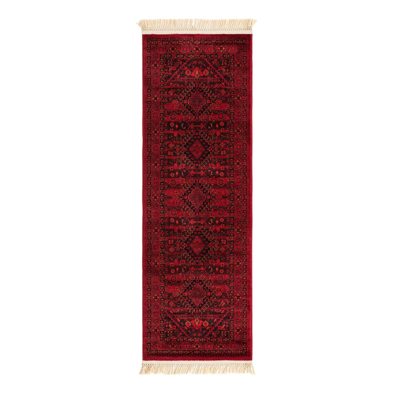 Tapis oriental rouge Amro, Tapis de couloir 2 pi x 6 pi 1 po