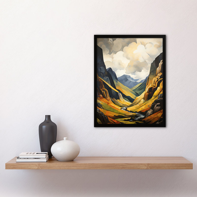 Glencoe Gorge Sunlight Through Clouds National Park Single Picture Frame Wall Art