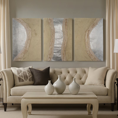 Silver Lake I - Toile tendue avec châssis sur mesure - 3 pièces