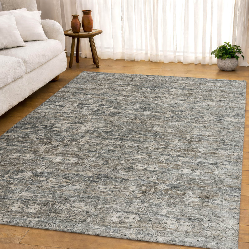 Premium Machine Washable Mayfield AMF2324 Ikat Rug, Pewter, 9' x 12'