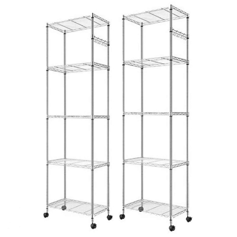 Ainslee 59cm W Powder Coated Steel Shelving Unit, Silver