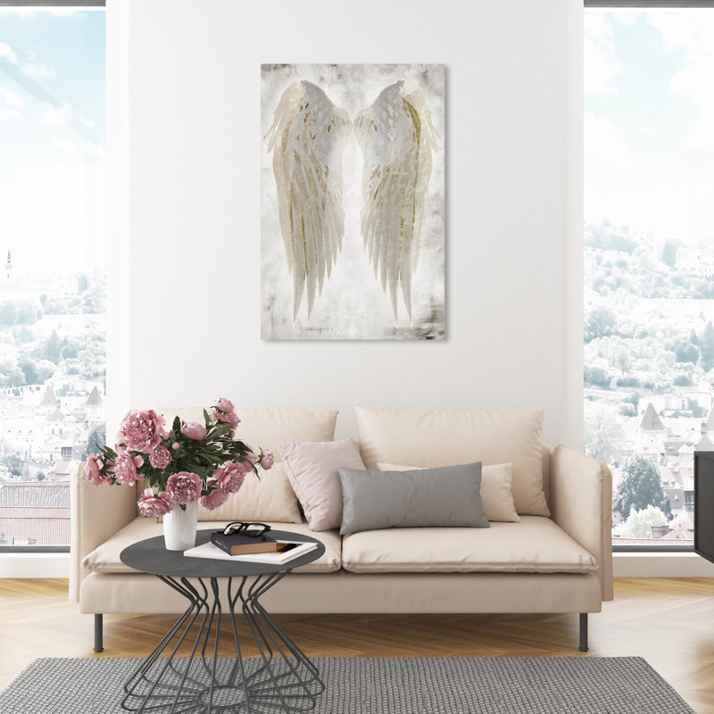 Wings of Angel Beige - Impression sur toile, Toile tendue, H 45 po x l 30 po, Sans cadre