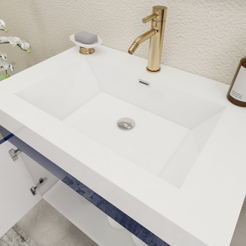 29.5" Wall-Mounted Single Bathroom Vanity Set, Night Blue