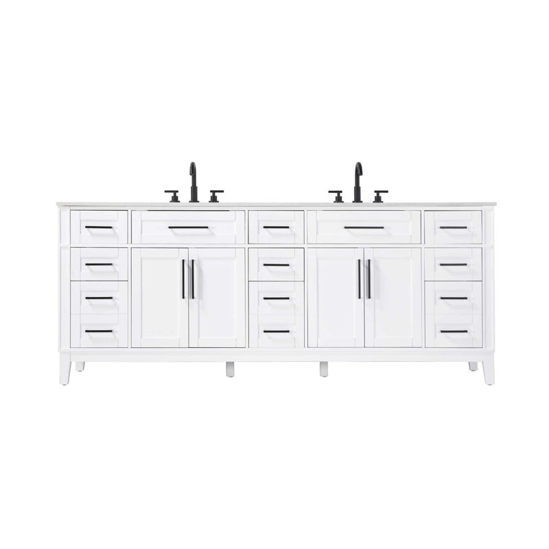 Meuble-lavabo double 84 po blanc, Blanc
