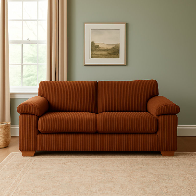 Upholstered Jambo Cord Amalfi Sofa, Dark Brown