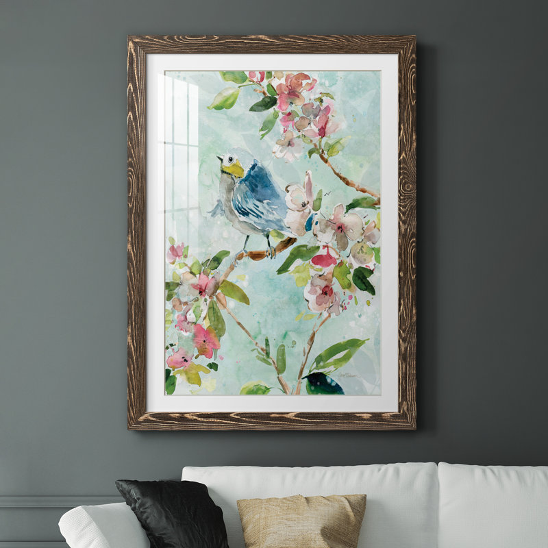 Asbury Garden Song II - peinture encadrée, H 31,5 po x l 23,5 po x P 1,5 po, Toile avec cadre en noyer