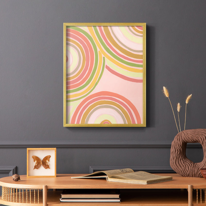 «Abstract Rainbow I», reproduction encadrée - bois massif, H 14 po x l 11 po, Or