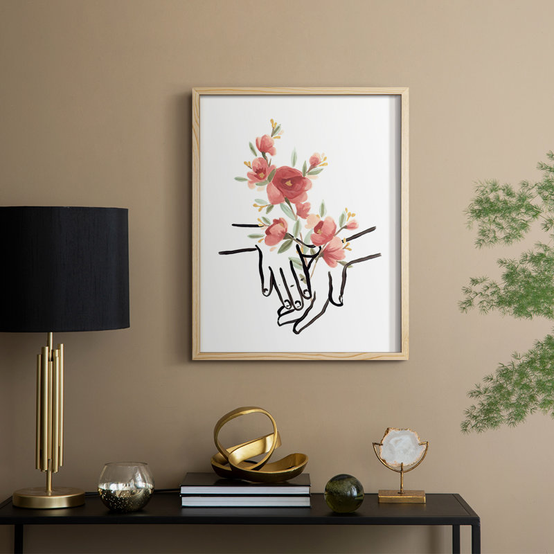 HandsAndFlowersIII Framed Print - Solid Wood, Natural, 11" H x 9" W