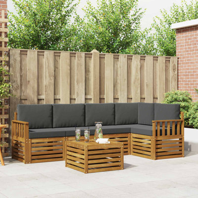 Ensemble de canapé 6 pièces en bois d'acacia naturel et anthracite massif
