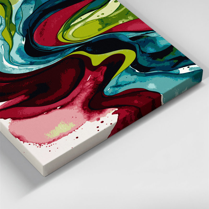 Aquarelle abstraite, art mural sur toile rouge 73, H 11 po x l 14 po