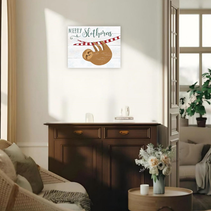 Art mural sur toile 24 "x 18" Merry Slothmas