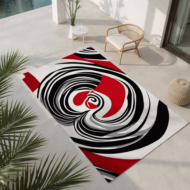 Tapis intérieur et extérieur Fiery Whirl, Rectangle 1 pi 6 po x 2 pi 6 po