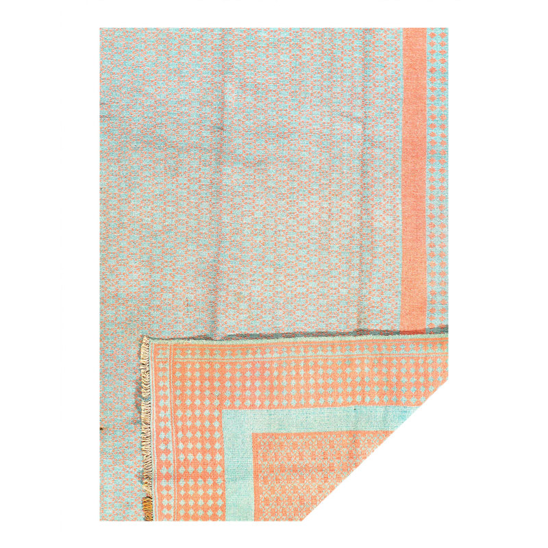 Reversible cotton sumak hand woven rug 7'X 10'4"