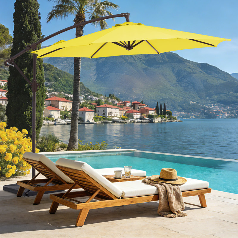 Beeram 120'' Round Cantilever Umbrella with Counterweight, Yellow