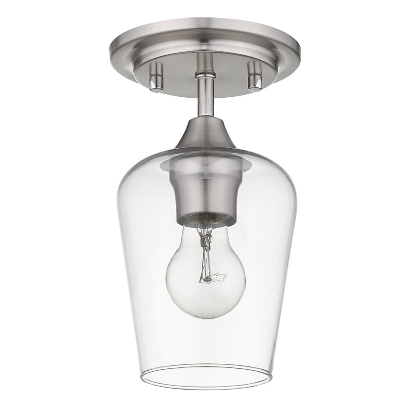 Plafonnier semi-encastré 1 lumière 5,5 po, Nickel brossé