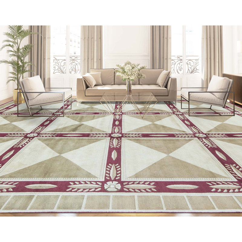 Himalayan Handmade Wool Geometric Area Rug